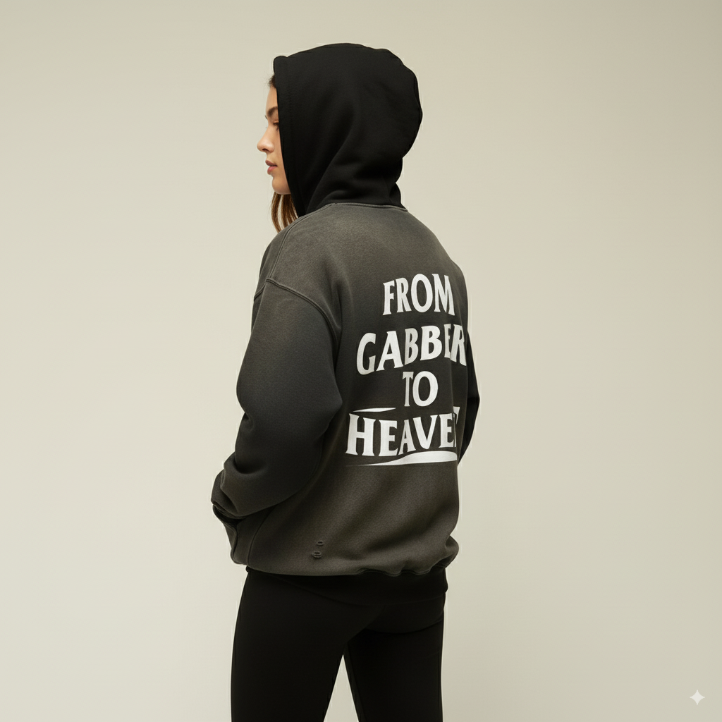 Sweat-shirt zippé oversize unisexe basique GABBER TO HEAVEN