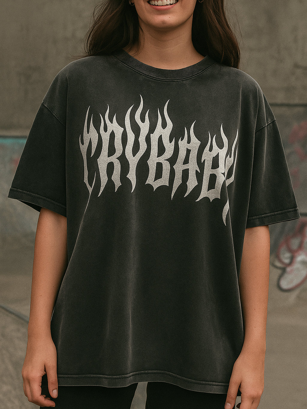 T-shirt oversize délavé et doux CRYBABY
